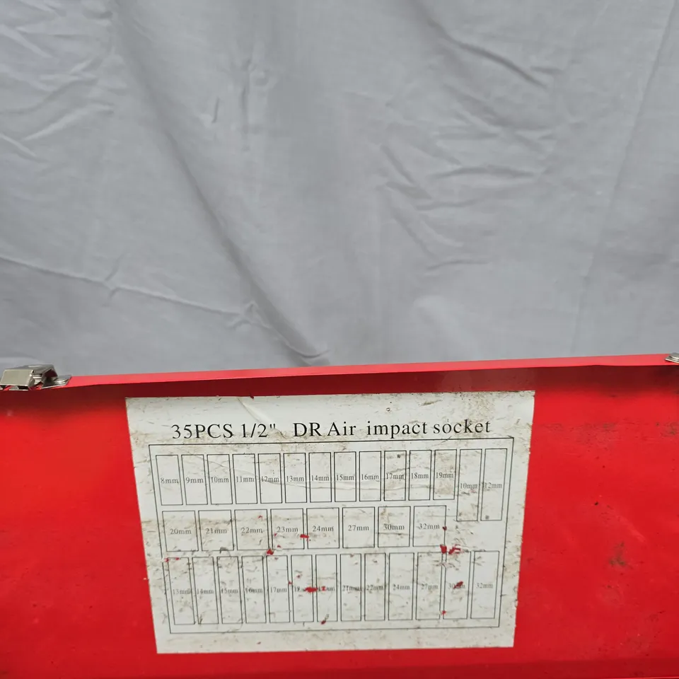 35-PIECE 1/2IN DRIVE AIR IMPACT SOCKET SET IN RED CASE