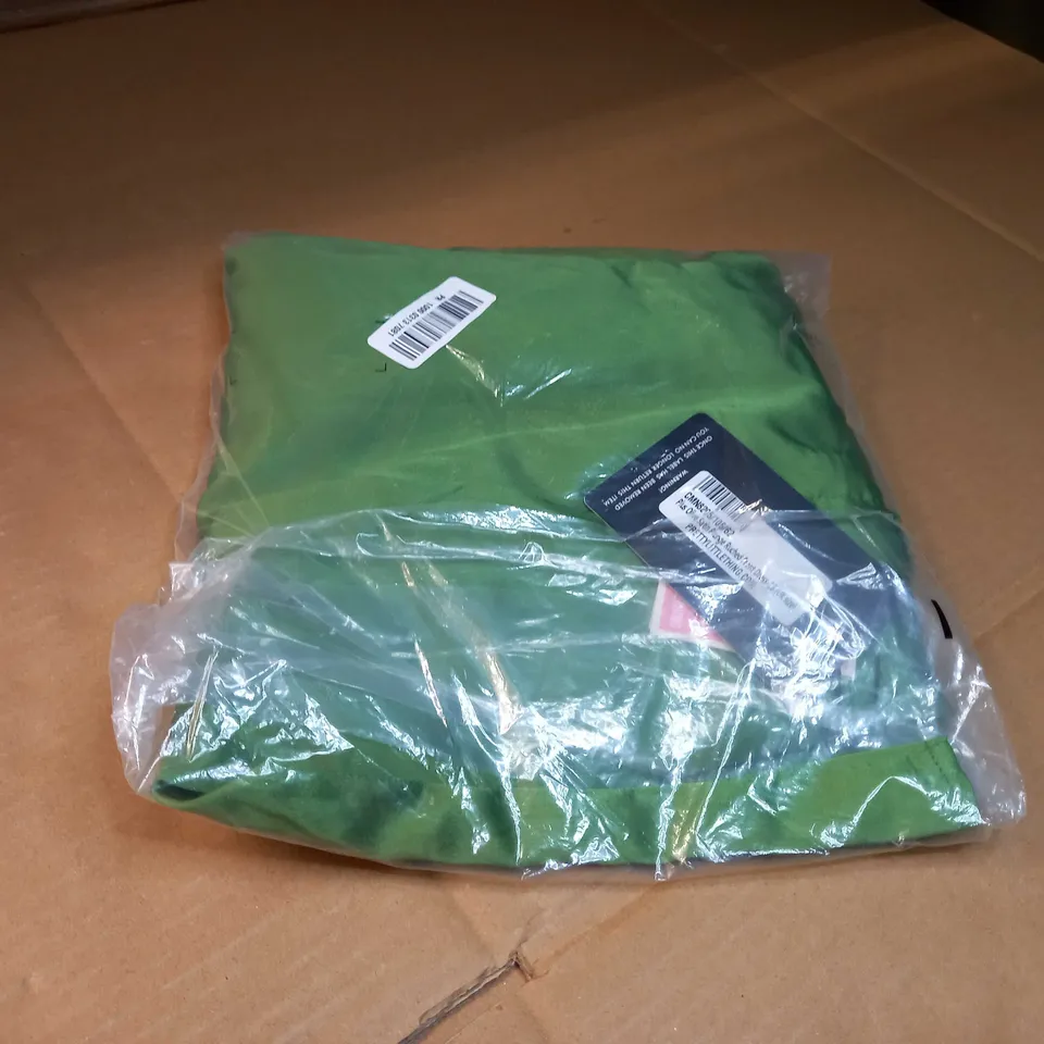 PACKAGED PRETTYLITTLETHING OLIVE SATIN PLUNGE RUCHED FRONT DRESS - SIZE 18