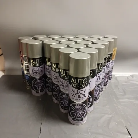 LOT OF APPROX. 23 AUTO EXTREME ALLOY WHEEL SPRAY PAINT AND WHEEL SPRAY PAINT SILVER 300ML