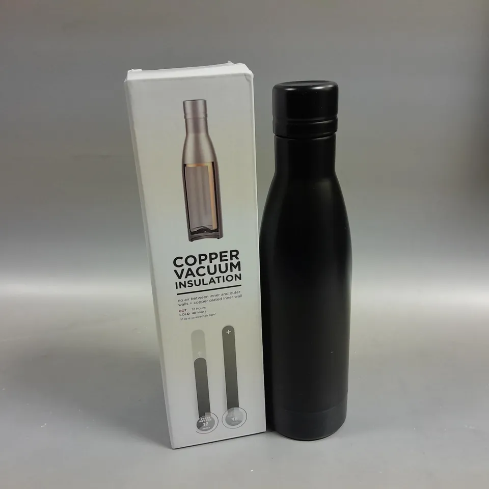 BOXED COPPER VACUUM INSULATION FLASK IN BLACK