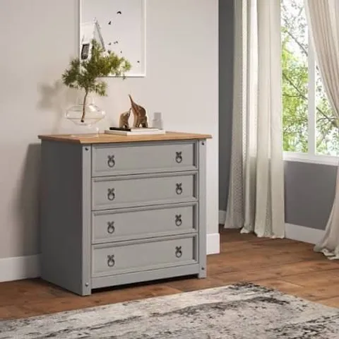 BOXED 4 DRAWER CHEST PETITE - GREY & WAX