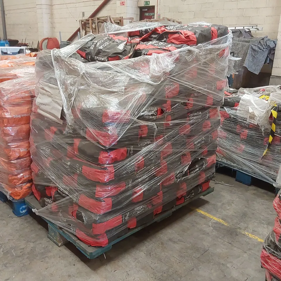 PALLET CONTAINING A LARGE QUANTITY OF CHARCOAL BRIQUETTE BAGS 