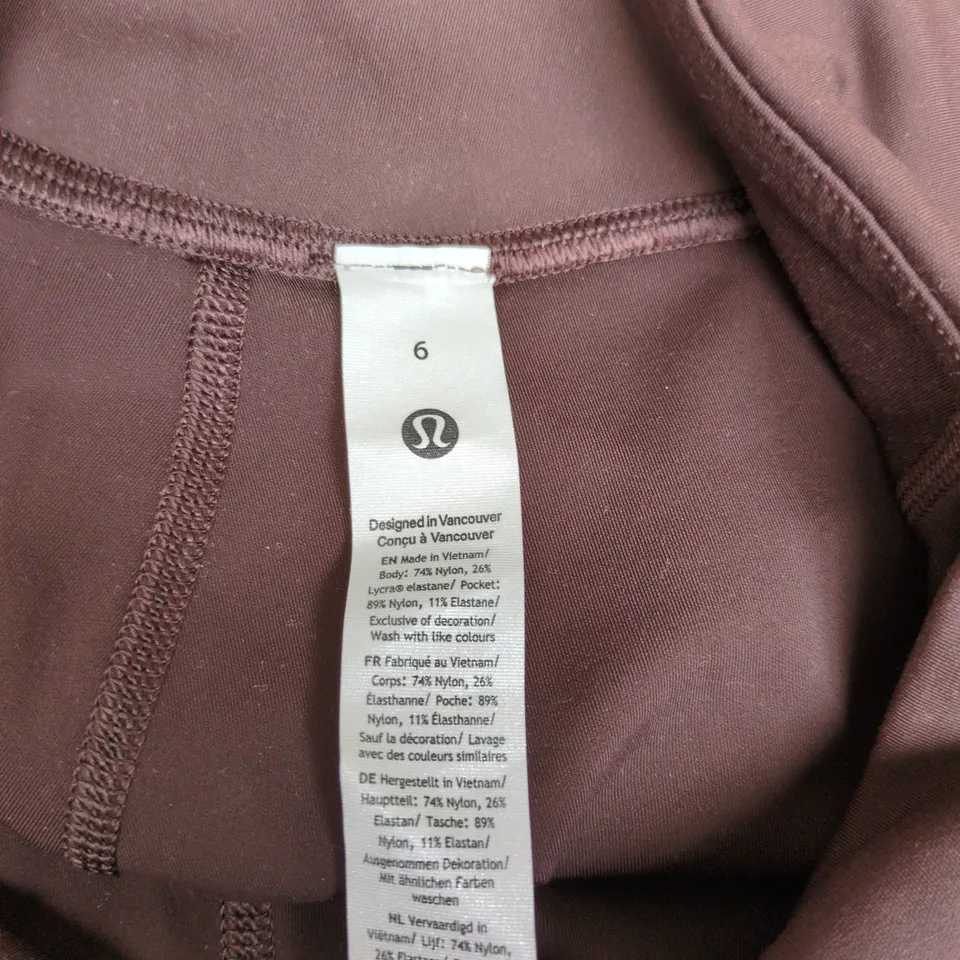 LULULEMON LADIES LEGGINGS CHOCOLATE BROWN SIZE 6