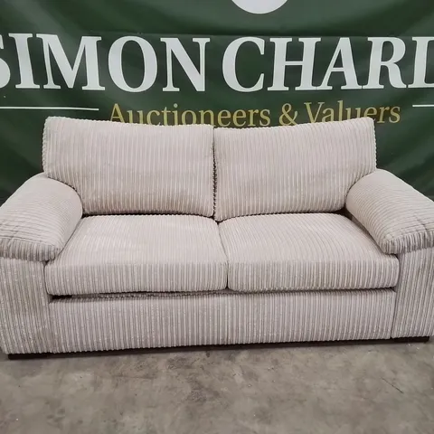 QUALITY DESIGNER CORDUROY FABRIC UPHOLSTERED CREAM SOFA