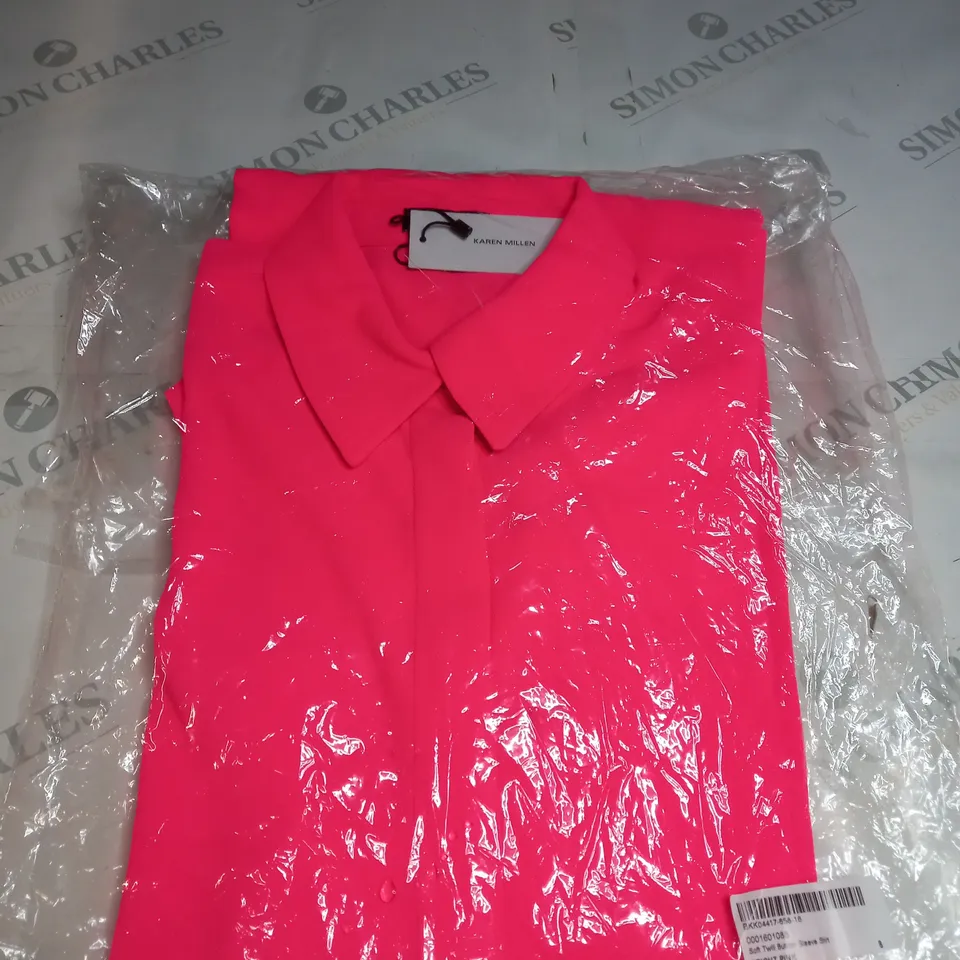 BAGGED KAREN MILLEN SOFT TWILL BUTTON SLEEVE SHIRT SIZE 8