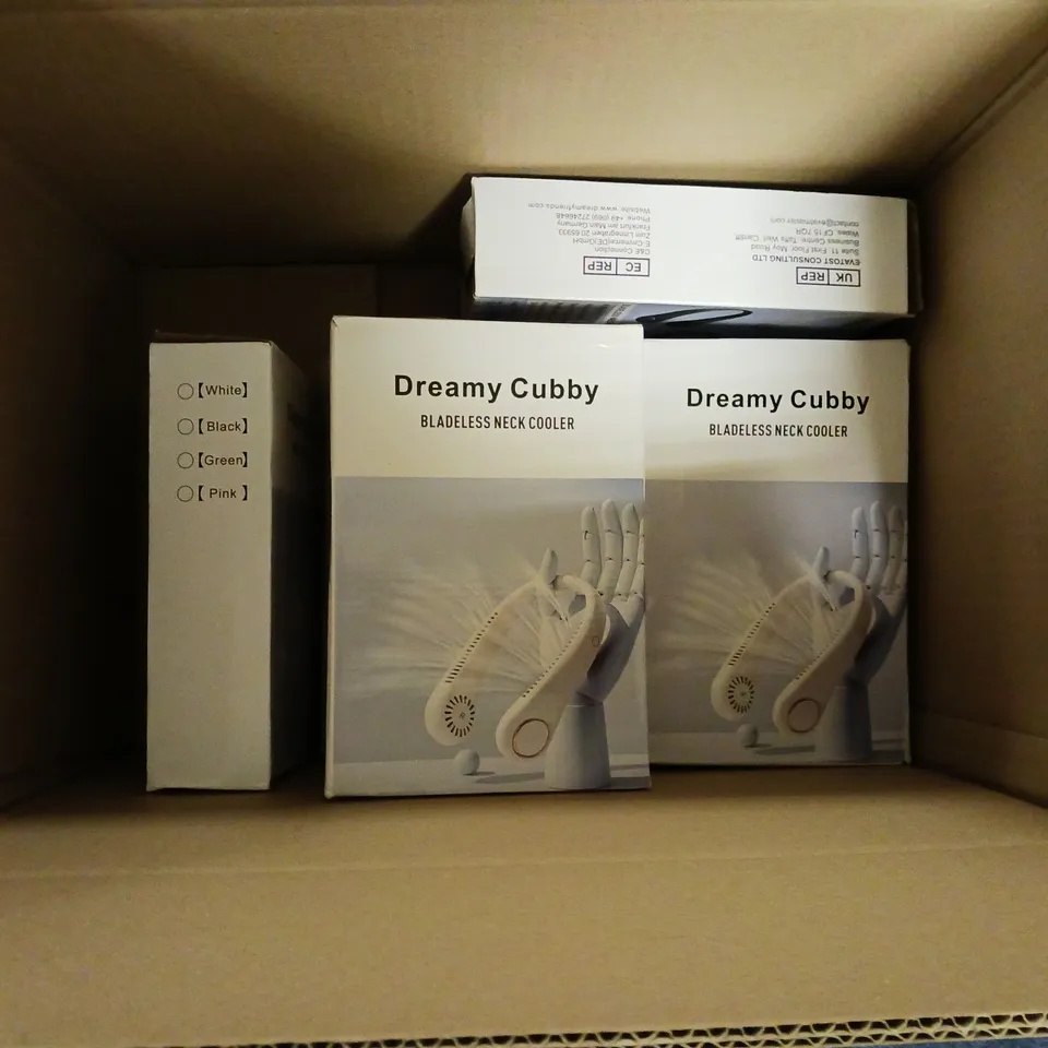LOT OF 7 DREAMY CUBBY BLADELESS NECK COOLERS WHITE 