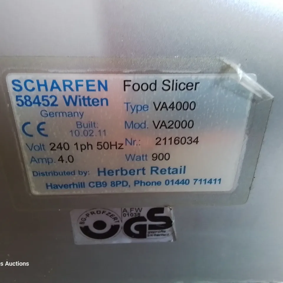 SCHARFEN ELECTRIC COLD MEAT SLICER Model VA4000
