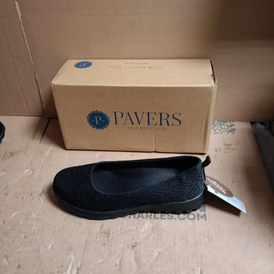 PAVERS WOMEN'S BLACK SLIP-ON SHOES – KNIT UPPER WITH RUGGED SOLE - SIZE UK 6 