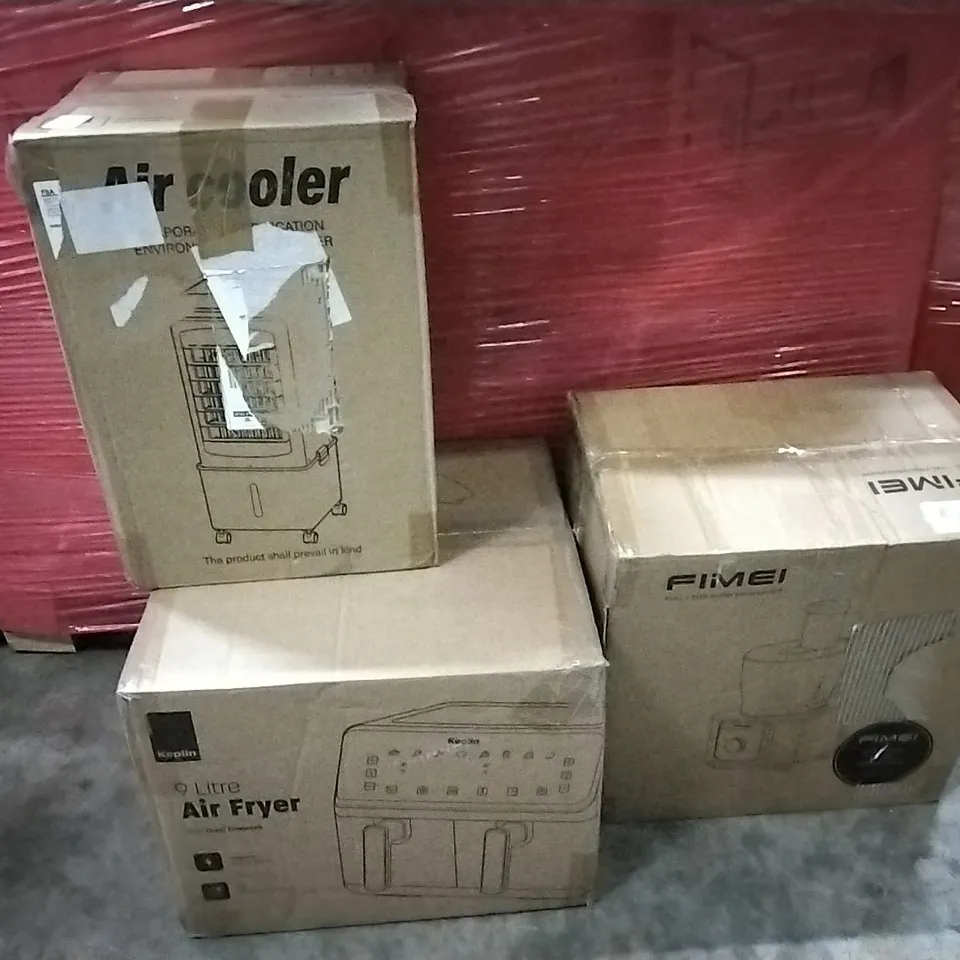 PALLET OF ASSORTED PRODUCTS AND HOUSEHOLD GOODS TO INCLUDE;FOOD PROCESSOR,AIR FRYER,AIR COOLER
