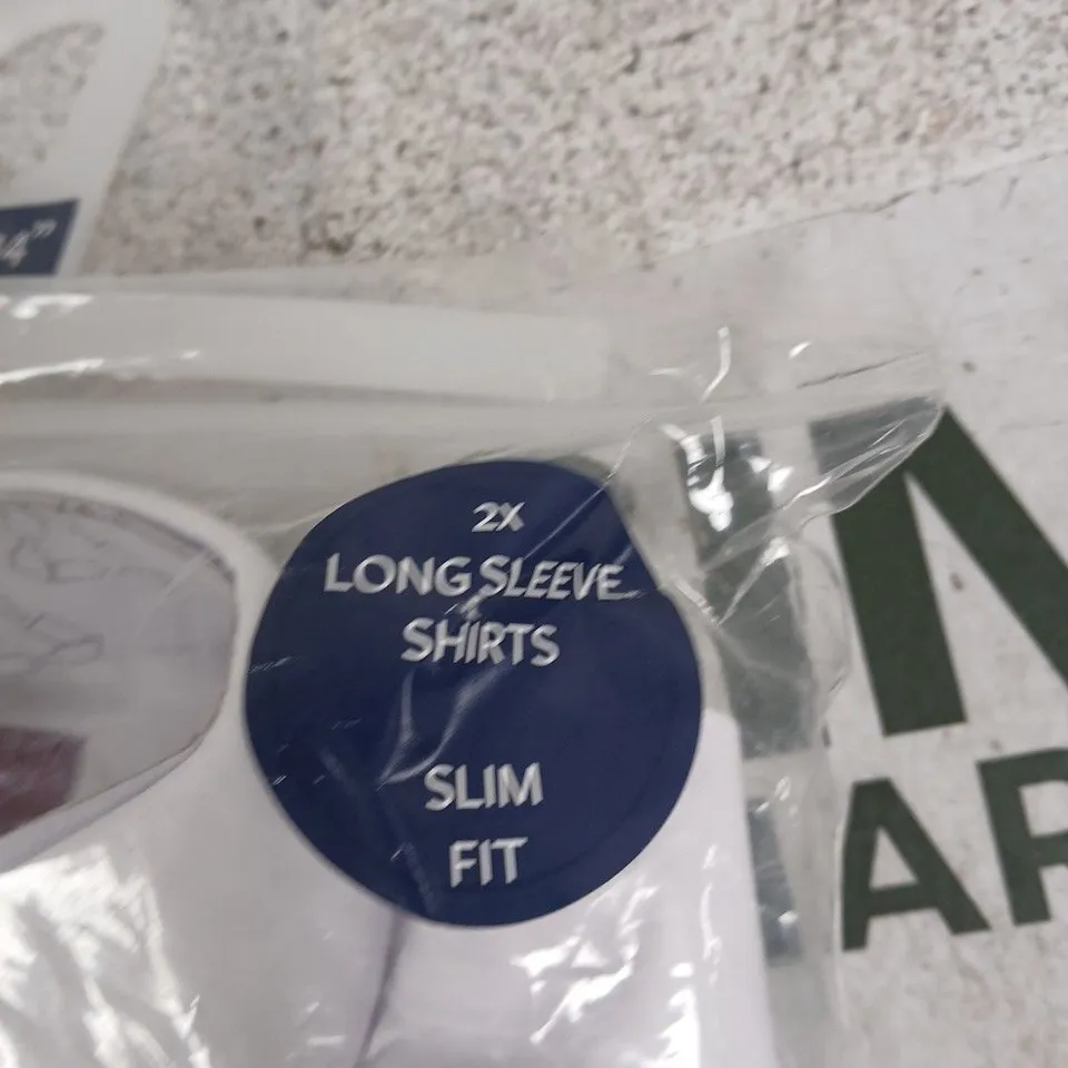 Winterbottom's White Non-Iron Long Sleeve Shirts Slim Fit – Pack of 2, 14\" Collar