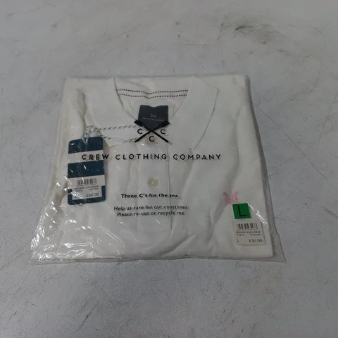 BAGGED CREW CLOTHING COMPANY MELBURY POLO SHIRT IN WHITE - L