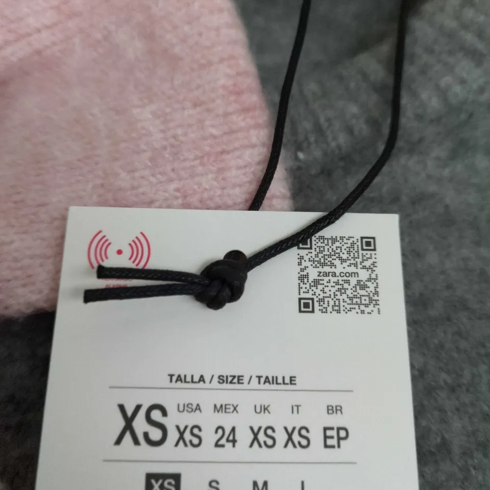 ZARA GREY KNIT SLEEVELESS TOP WITH PINK BOW – UK 6 (XS)