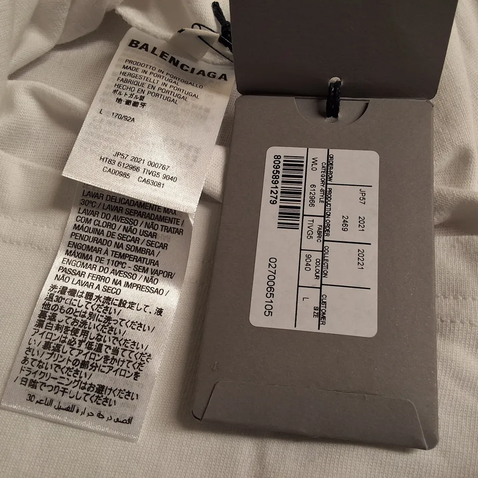 BALENCIAGA WARDROBE UNISEX WHITE CREW T-SHIRT - XS