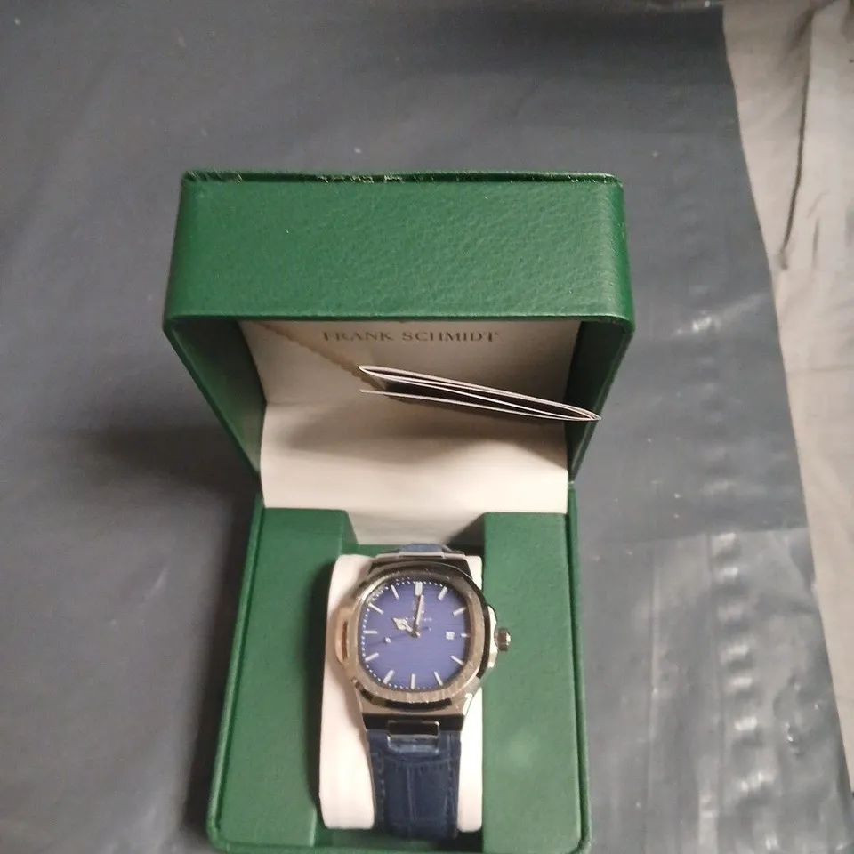 FRANK SCHMIDT WRISTWATCH – BLUE DIAL, STAINLESS STEEL CASE, BLUE STRAP 