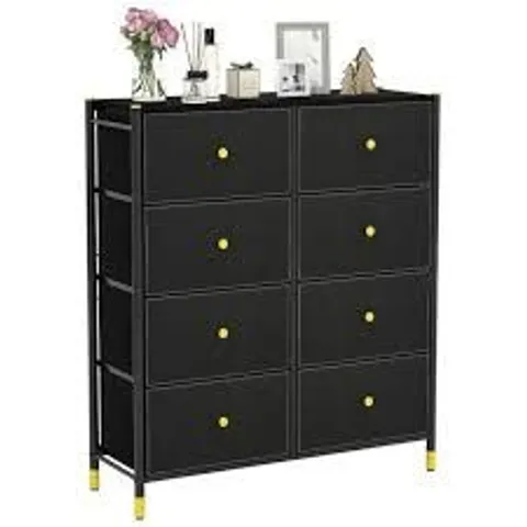 BOXED COSTWAY 8 DRAWER BLACK FABRIC DRESSER