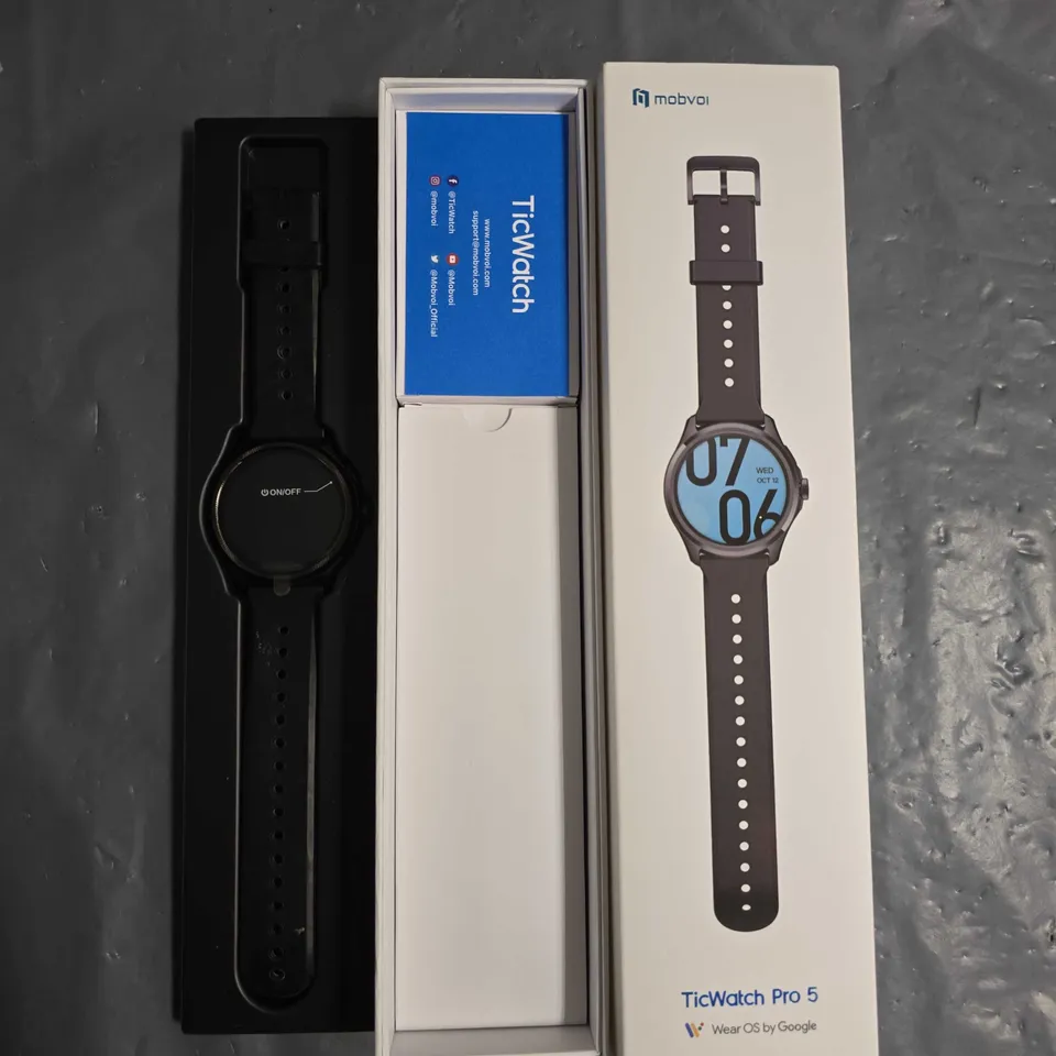BOXED TICWATCH PRO 5 SMARTWATCH IN OBSIDIAN - WH12088