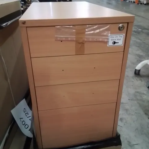 WOODEN LOCKABLE 4 DRAWER UNDER DESK OFFICE ORGANISER