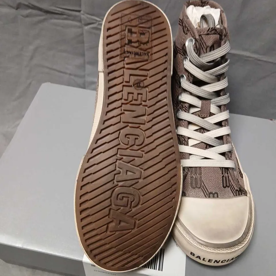 BALENCIAGA HIGH TOP SNEAKERS – MONOGRAM CANVAS, UK 4 (EU 37)
