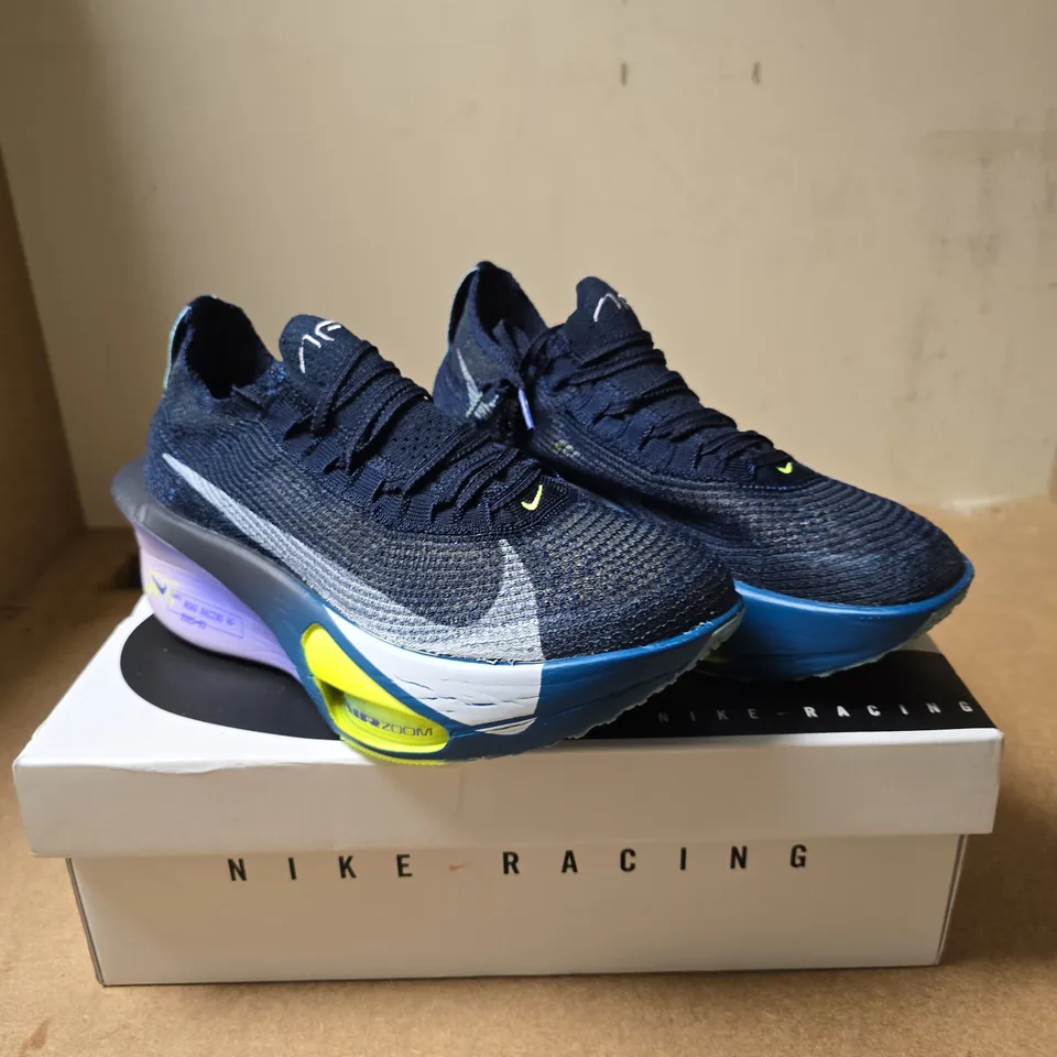 NIKE AIR ZOOM ALPHAFLY NEXT% 3 RUNNING SHOES – NAVY/BLUE WITH NEON ACCENTS, UK 8.5