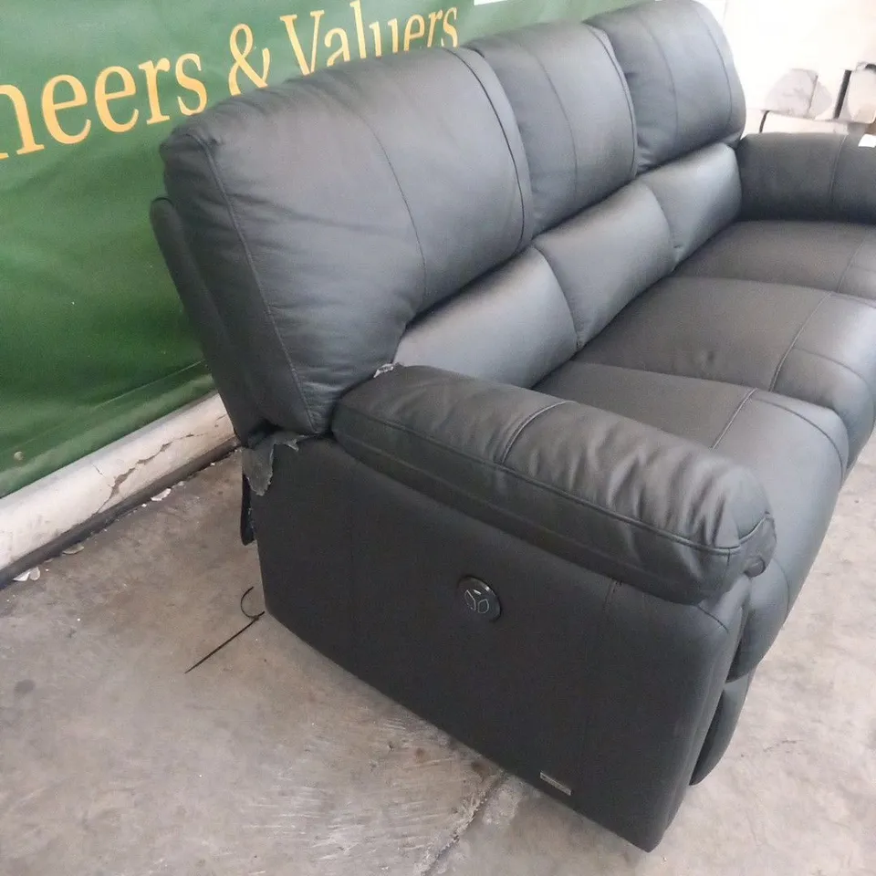 DESIGNER BLACK FAUX LEATHER ELECTRIC RECLINING 3 SEATER SOFA 