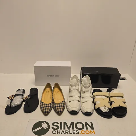 BOX OF APPROXIMATELY 15 ASSORTED SHOES IN VARIOUS COLOURS, SIZE AND STYLES