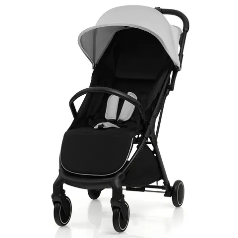 BOXED LIGHTWEIGHT BABY STROLLER WITH DETACHABLE SEAT COVER - GREY