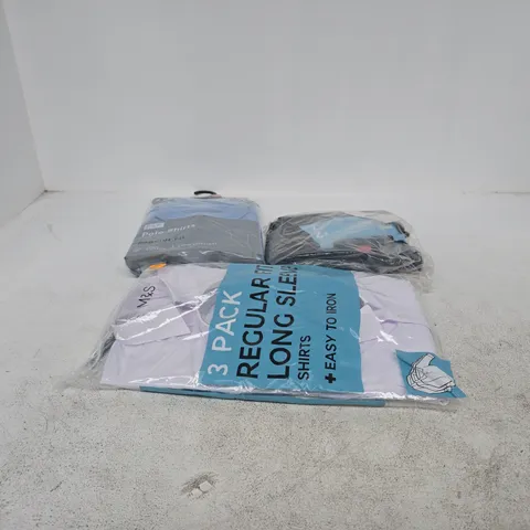 BOX OF APPROXIMATELY 30 ASSORTED CLOTHING ITEMS TO INCLUDE M&S CHILDRENS SHIRTS, F&F CHILDRENS TROUSERS ETC