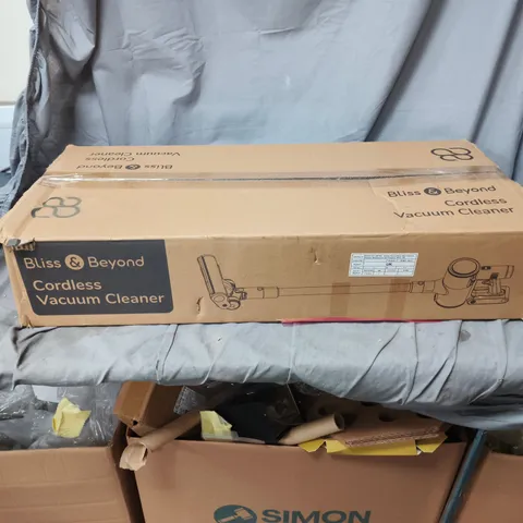 BLISS & BEYOND CORDLESS VACUUM CLEANER – BOXED WITH WAND & HANDHELD UNIT. ITEM IS USED
