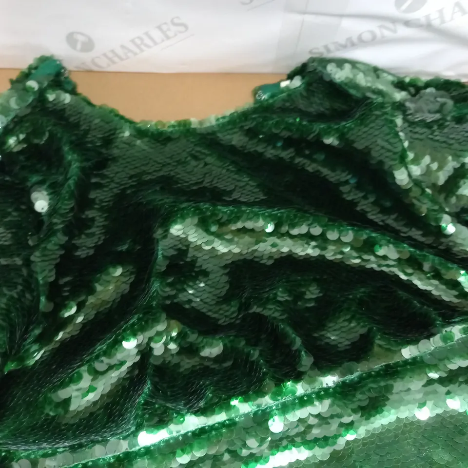 HOOUSE OF CB GREEN SEQUIN MAXI DRESS - S
