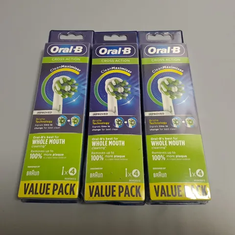 LOT OF 3 4-PACKS OF ORAL B CROSS ACTION TOOTHBRUSH HEADS