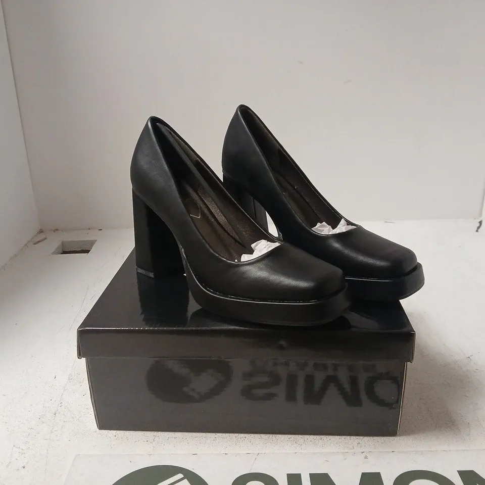 BLACK LEATHER PLATFORM HIGH HEELS – WOMEN'S SHOES UK 3 BOXED