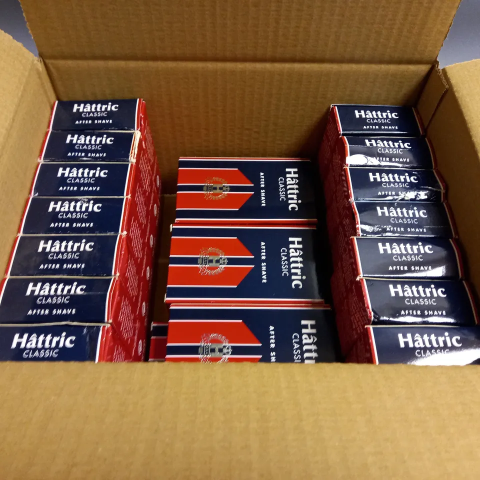 BOXED LOT OF APPROX. 20 HATTRIC AFTER SHAVE 100ML