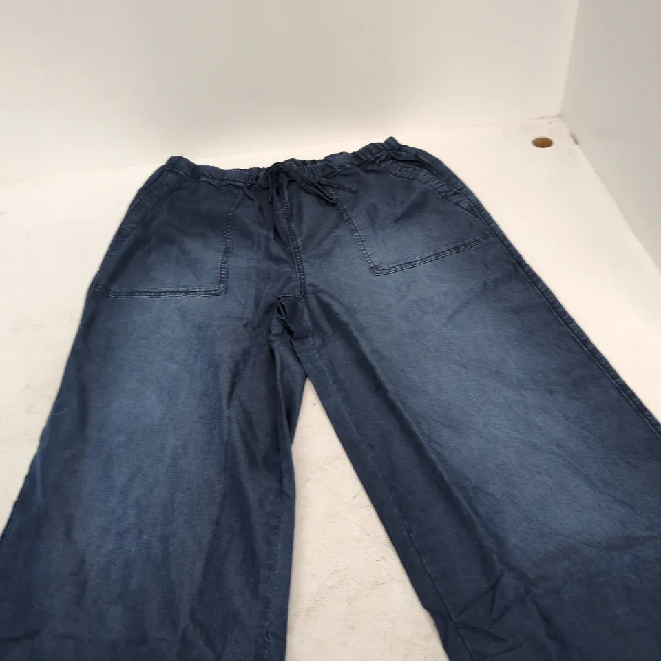 PAOLA RIBONI WOMEN'S DRAWSTRING WAIST DENIM TROUSERS – BLUE SIZE M