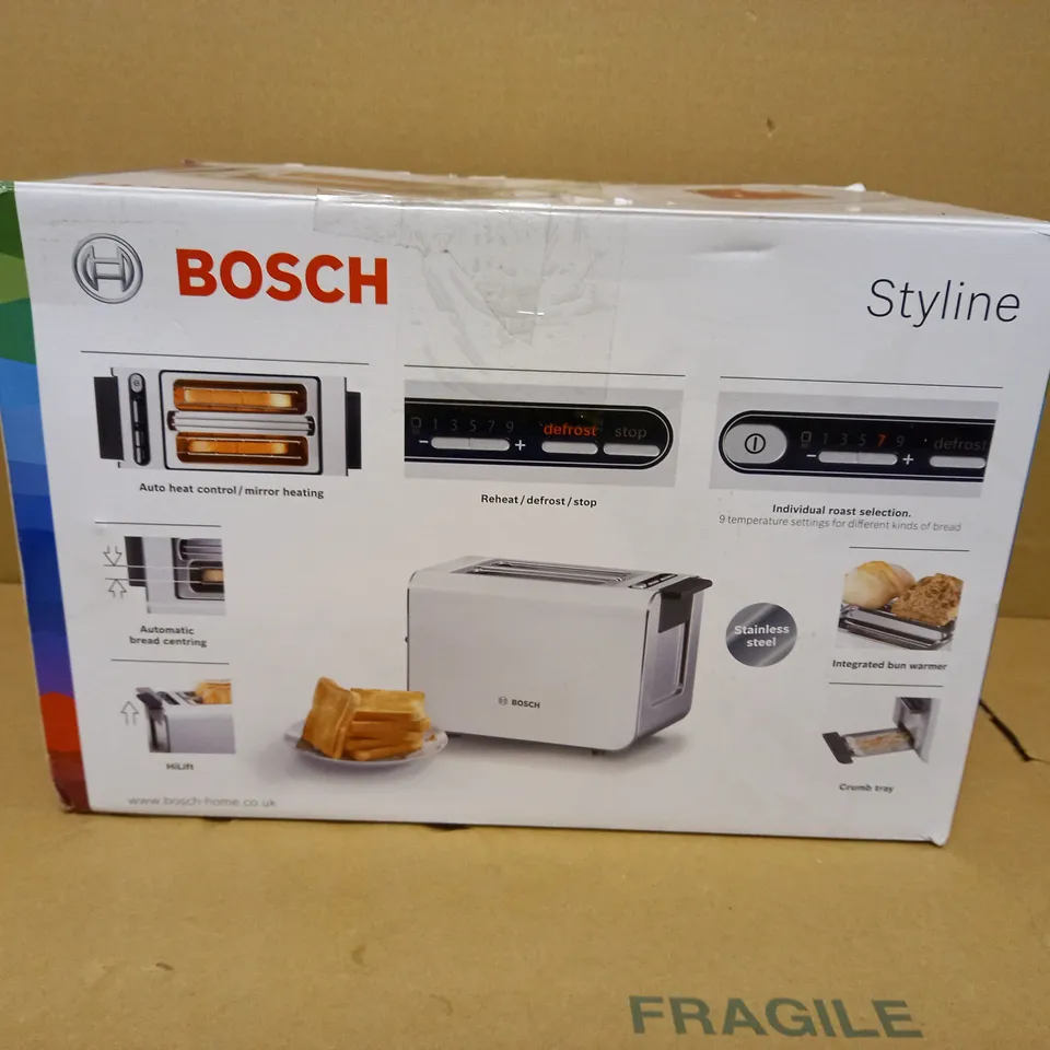 BOSCH STYLINE 2-SLOT STAINLESS STEEL TOASTER - WHITE (TAT8611GB)