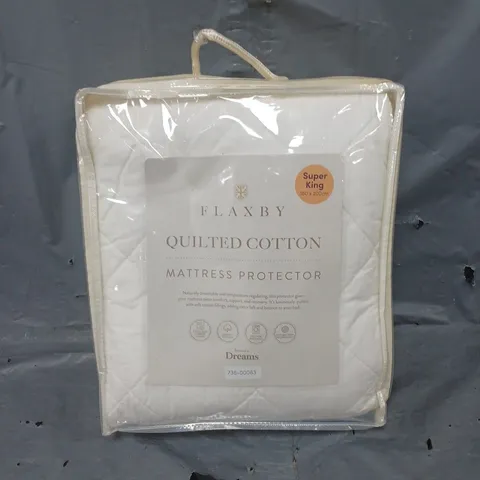 FLAXBY QUILTED COTTON MATTRESS PROTECTOR BY DREAMS - SUPER KING 