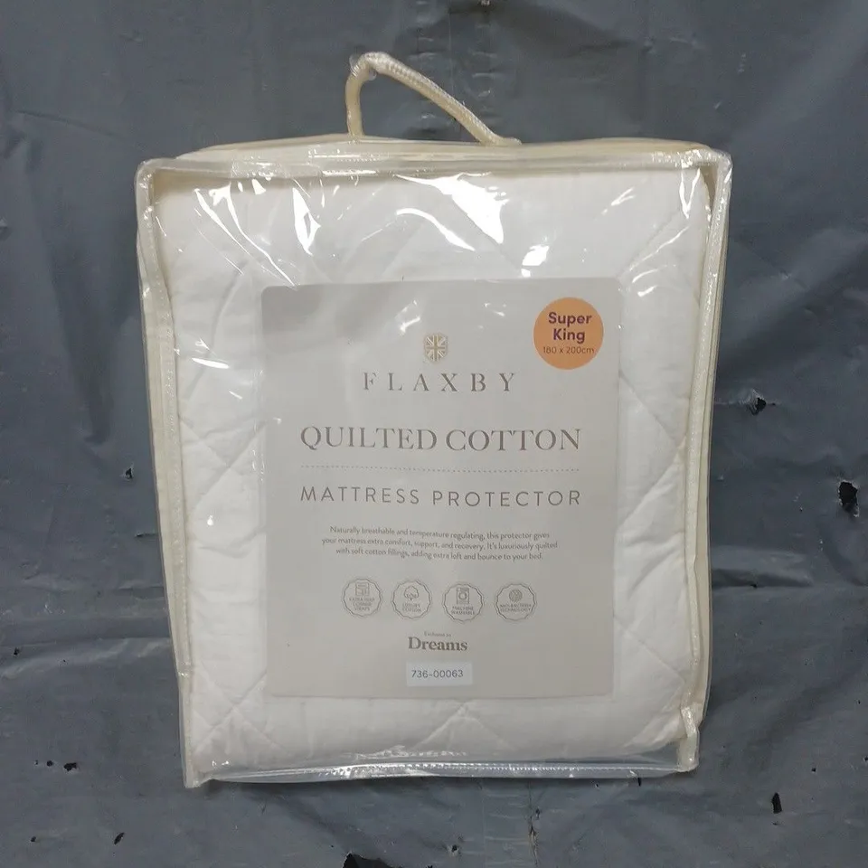 FLAXBY QUILTED COTTON MATTRESS PROTECTOR BY DREAMS - SUPER KING 