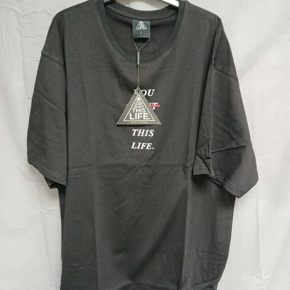 YOU DON'T WANT THIS LIFE REDLINE OVERSIZED T-SHIRT – BLACK, SIZE L
