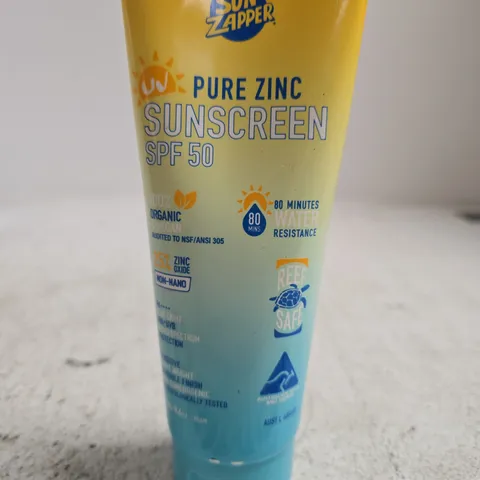 SUN ZAPPER PURE ZINC SUNSCREEN SPF50 – REEF SAFE, WATER RESISTANT 80 MINUTES, 100% ZINC OXIDE