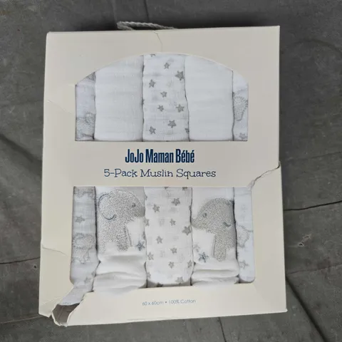 JOJO MAMAN BÉBÉ 5-PACK MUSLIN SQUARES