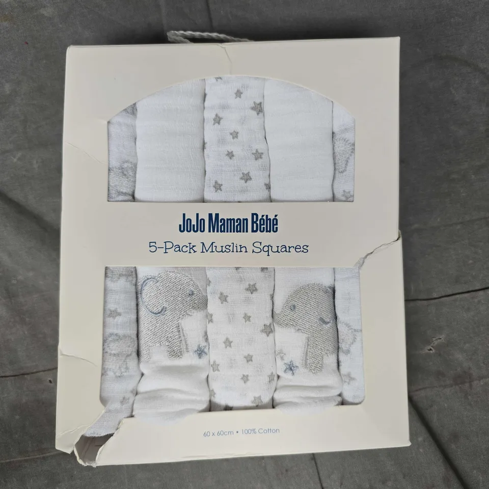 JOJO MAMAN BÉBÉ 5-PACK MUSLIN SQUARES