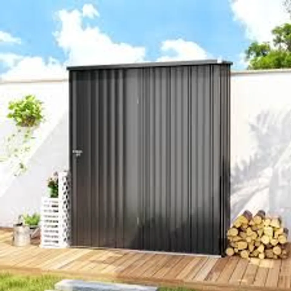 BOXED OUTDOOR METAL STORAGE SHED - GREY
