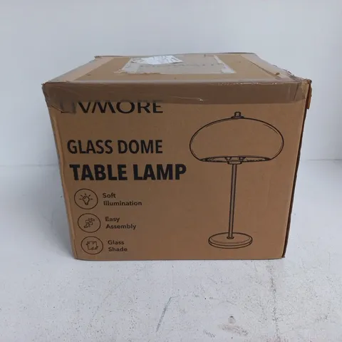 BOXED LIVMORE BLACK GLASS TABLE LAMP