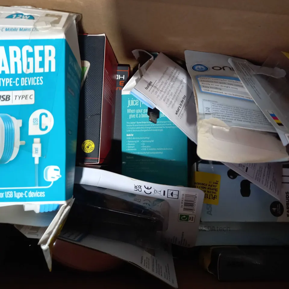 BOX OF APPROXIMATELY 10 ASSORTED ELECTRICAL ITEMS TO INCLUDE ASDA TECH KIDS HEADPHONES, MIXX STREAMBUDS AX WIRELESS EARBUDS, ETC