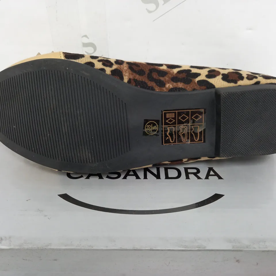 FLAT HEELED SPIKEY TOE LEOPARD PRINT SIZE 5