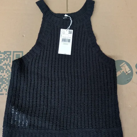 MANGO SLEEVELESS KNIT HALTER TOP IN BLACK SIZE SMALL