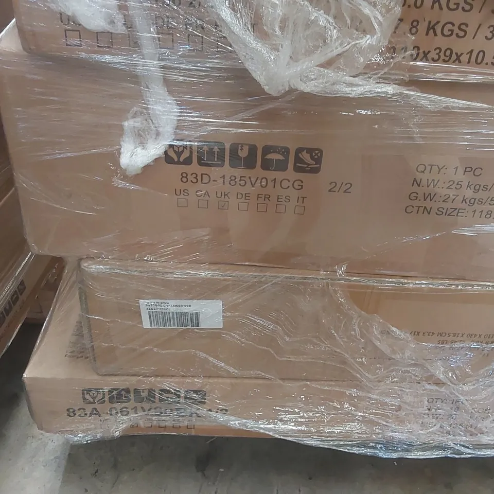 PALLET CONTAINING A VERY LARGE QUANTITY OF ASSORTED DESIGNER FURNITURE PARTS INCLUDING: SIDEBOARD PARTS, BED PARTS, GARDEN FURNITURE PARTS ECT