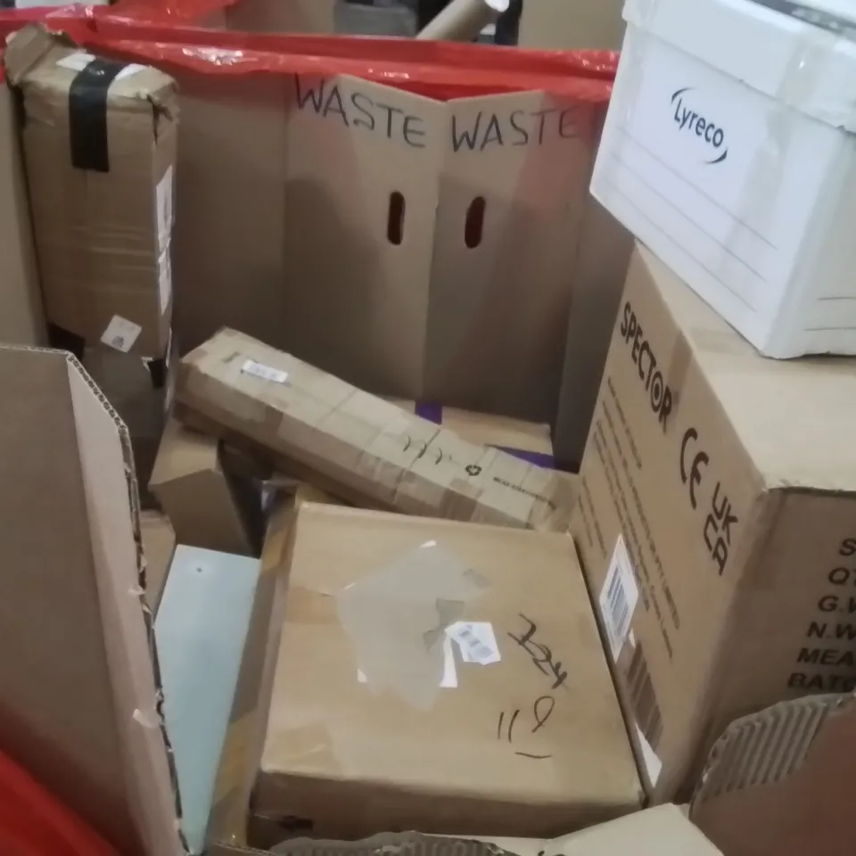PALLET OF ASSORTED HOUSEHOLD GOODS AND PRODUCTS TO INCLUDE;STEAM SPOT CLEANER,PLAYPEN,BAR STOOL