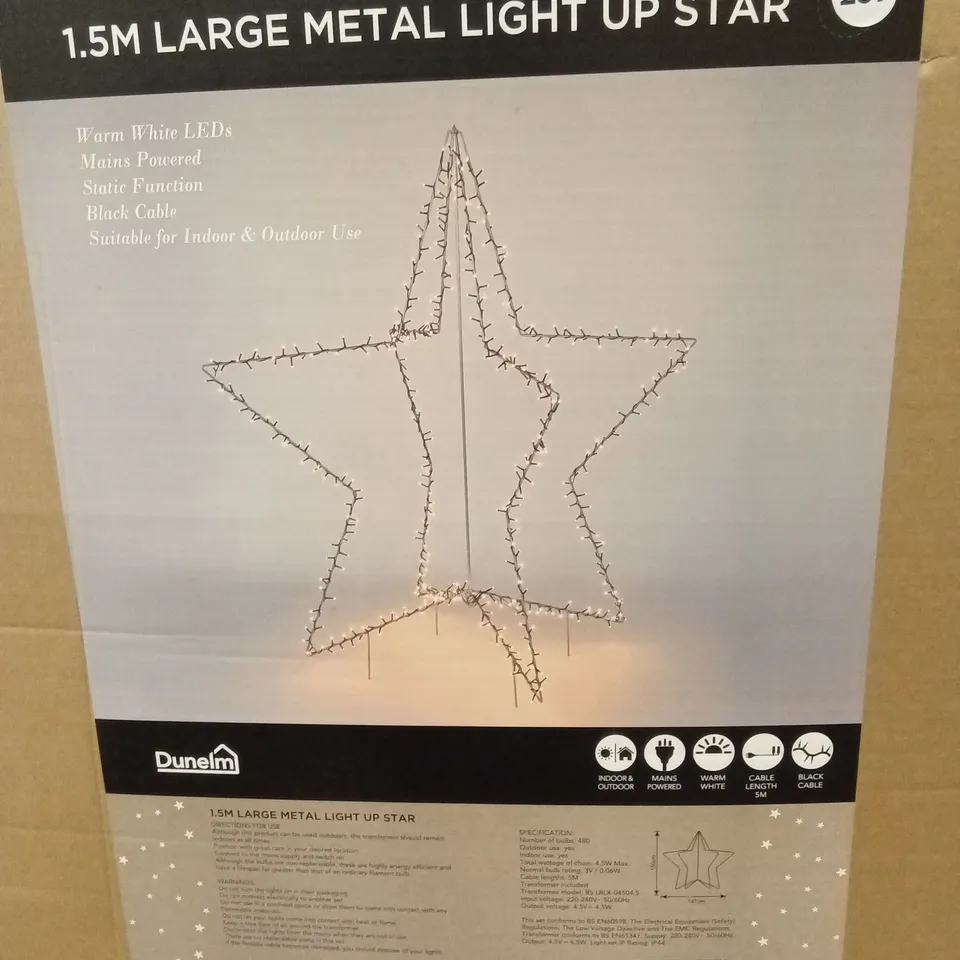 PALLET OF APPROXIMATELY 16 x LARGE METAL 1.5M LIGHT UP CHRISTMAS STARS