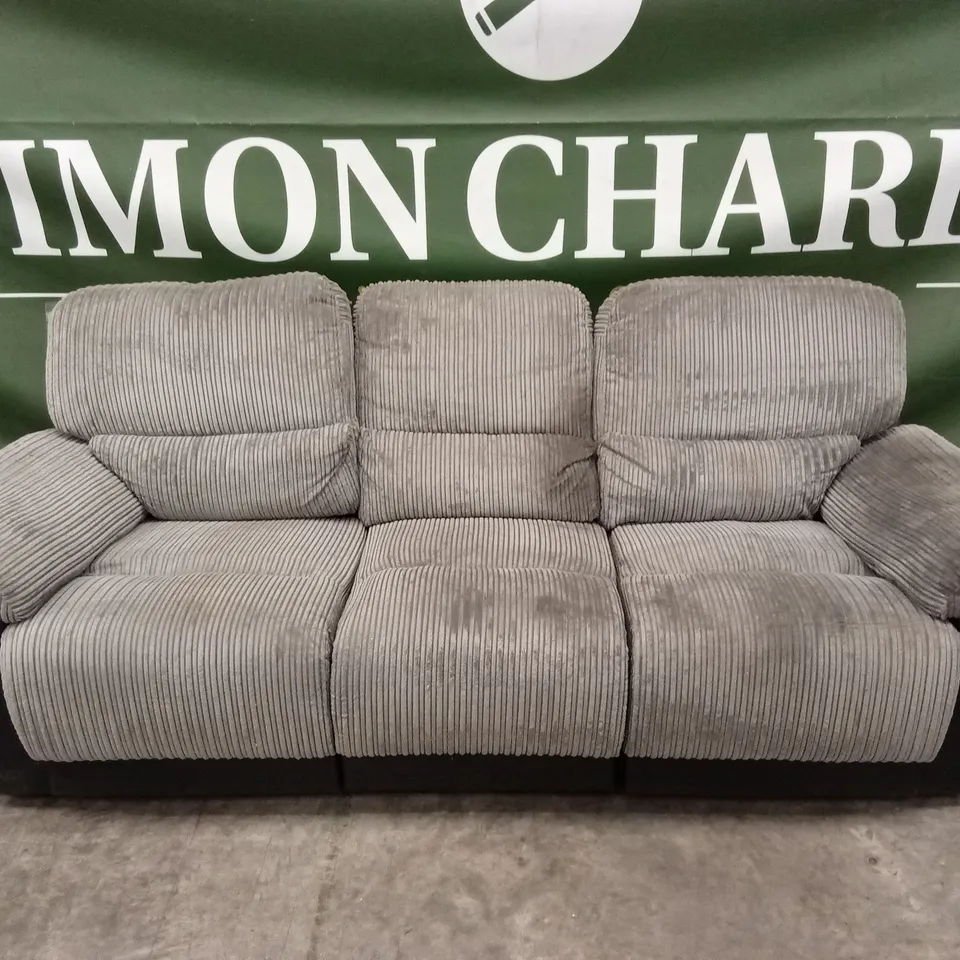 SIENNA FABRIC/FAUX LEATHER HIGH BACK 3 SEATER MANUAL RECLINER SOFA