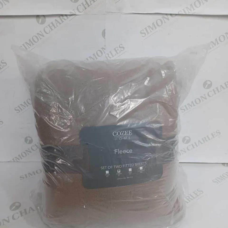 COZEE HOME SET OF FLEECE DEEP FITTED SHEETS TAUPE DOUBLE 